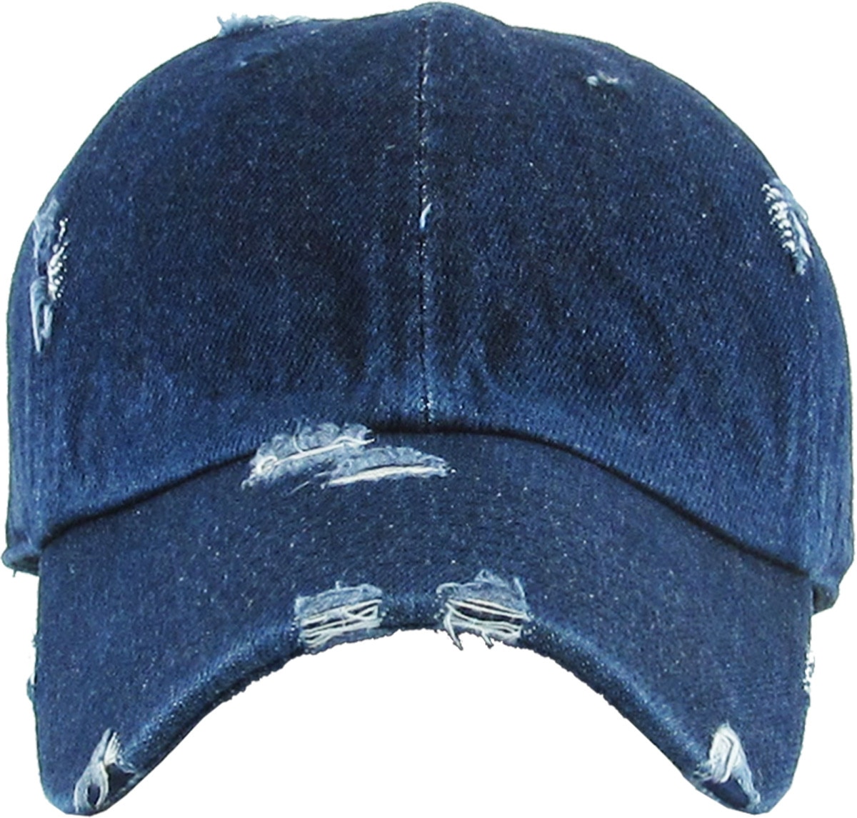 Dark Denim Distressed Vintage Baseball Cap Front View